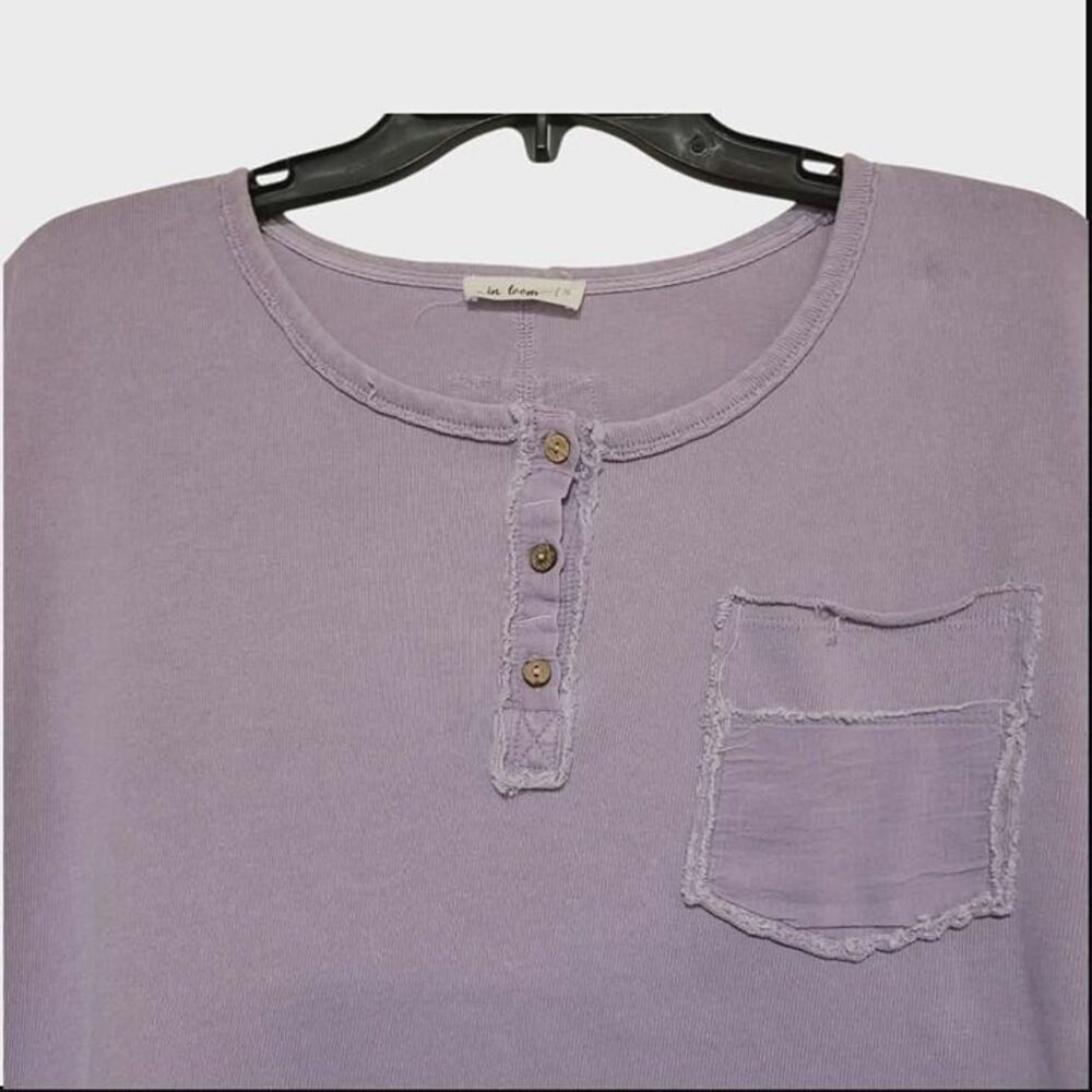 In Loom Oversized Small Womens Lavender Blouse Tee Cotton - Picture 2 of 6